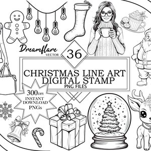 36 クリスマスデジタルスタンプ デジスタンプ デジタルスタンプ スクラップブッキング カード作り クリスマス デジタル印刷可能ファイル 商用利用可