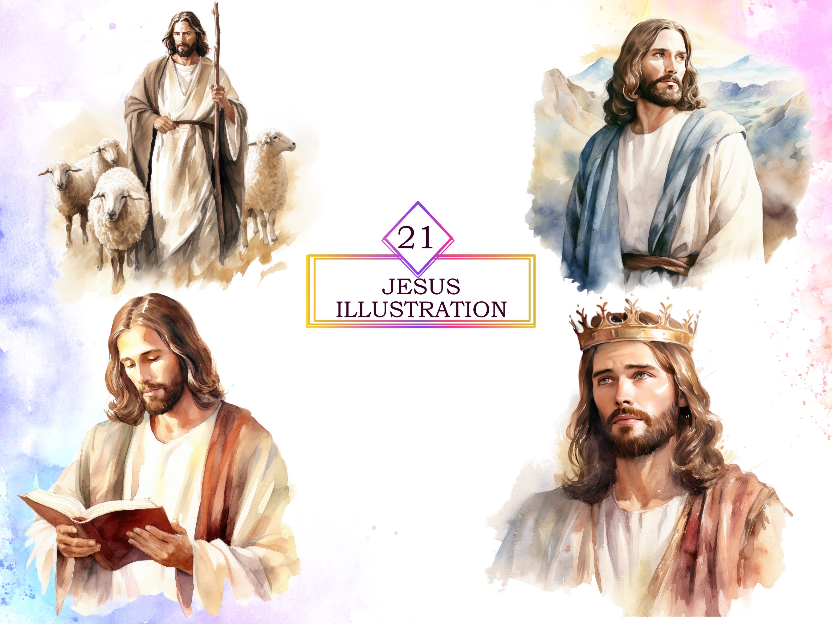 Watercolor Jesus Christ Clipart, Christian Clipart, Catholic Clipart ...
