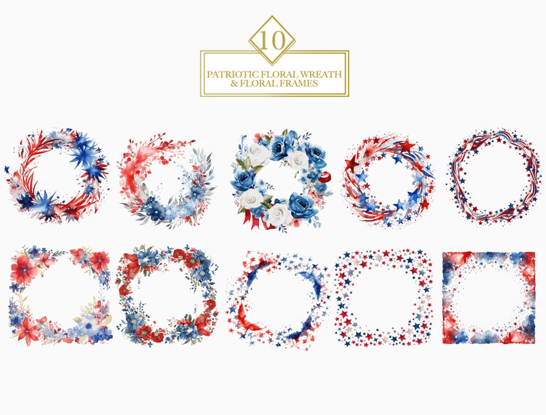 Watercolor Patriotic Clipart Bundle, 4th of July Clipart, PNG SVG ...