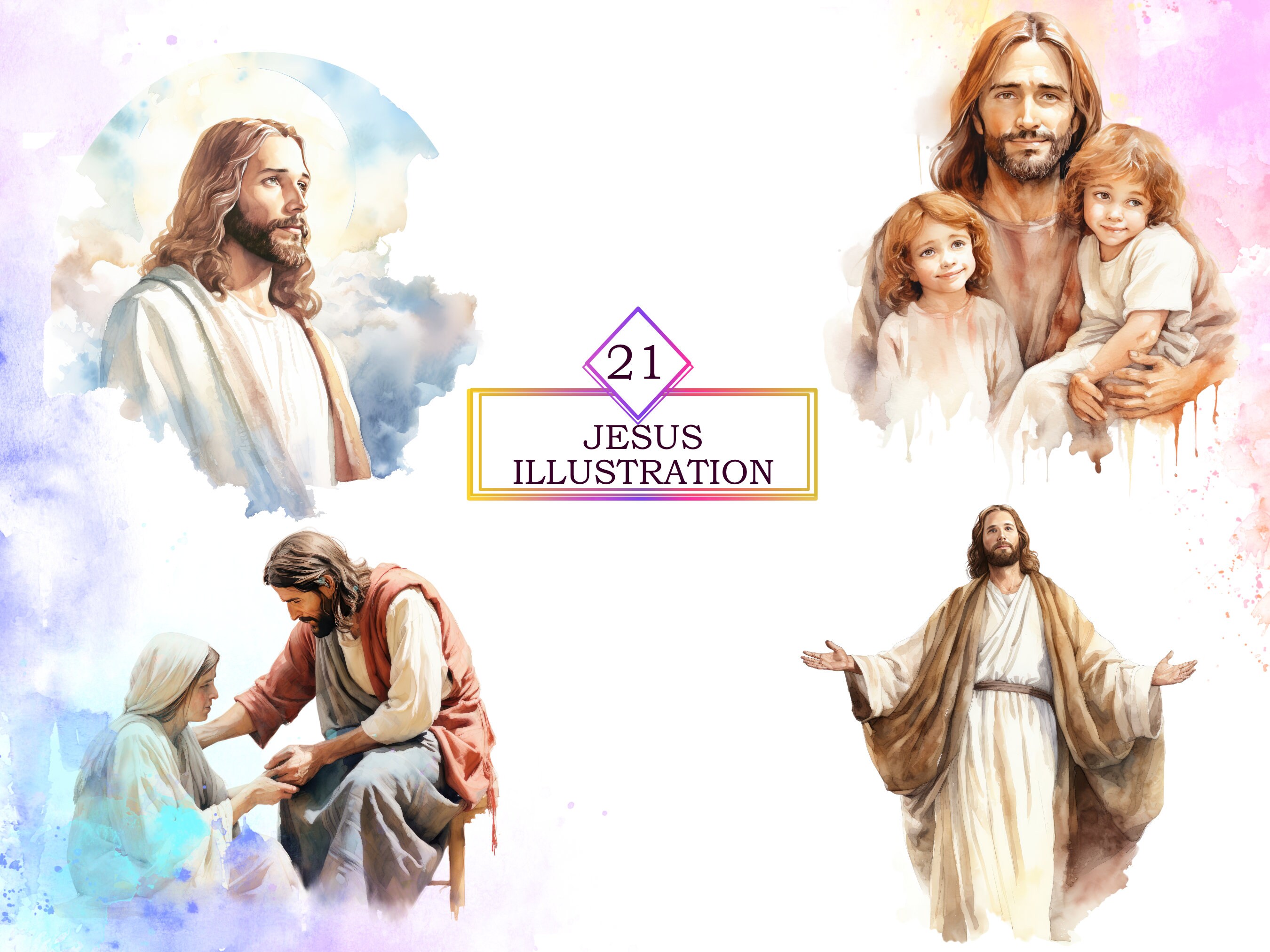 Watercolor Jesus Christ Clipart, Christian Clipart, Catholic Clipart ...