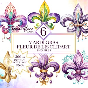Mardi Gras Fleur De Lis PNG Bundle, Fleur De Lis Clipart, Mardi Gras PNG, Martes de Carnaval, Lily Flower Clipart, Holiday PNG, Uso Comercial