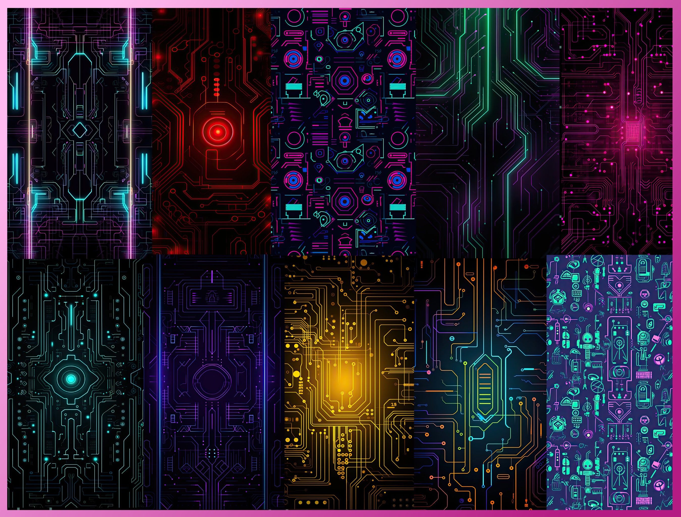 25 Futuristic Cyberpunk Patterns Wallpaper Bundle PNG Files Etsy