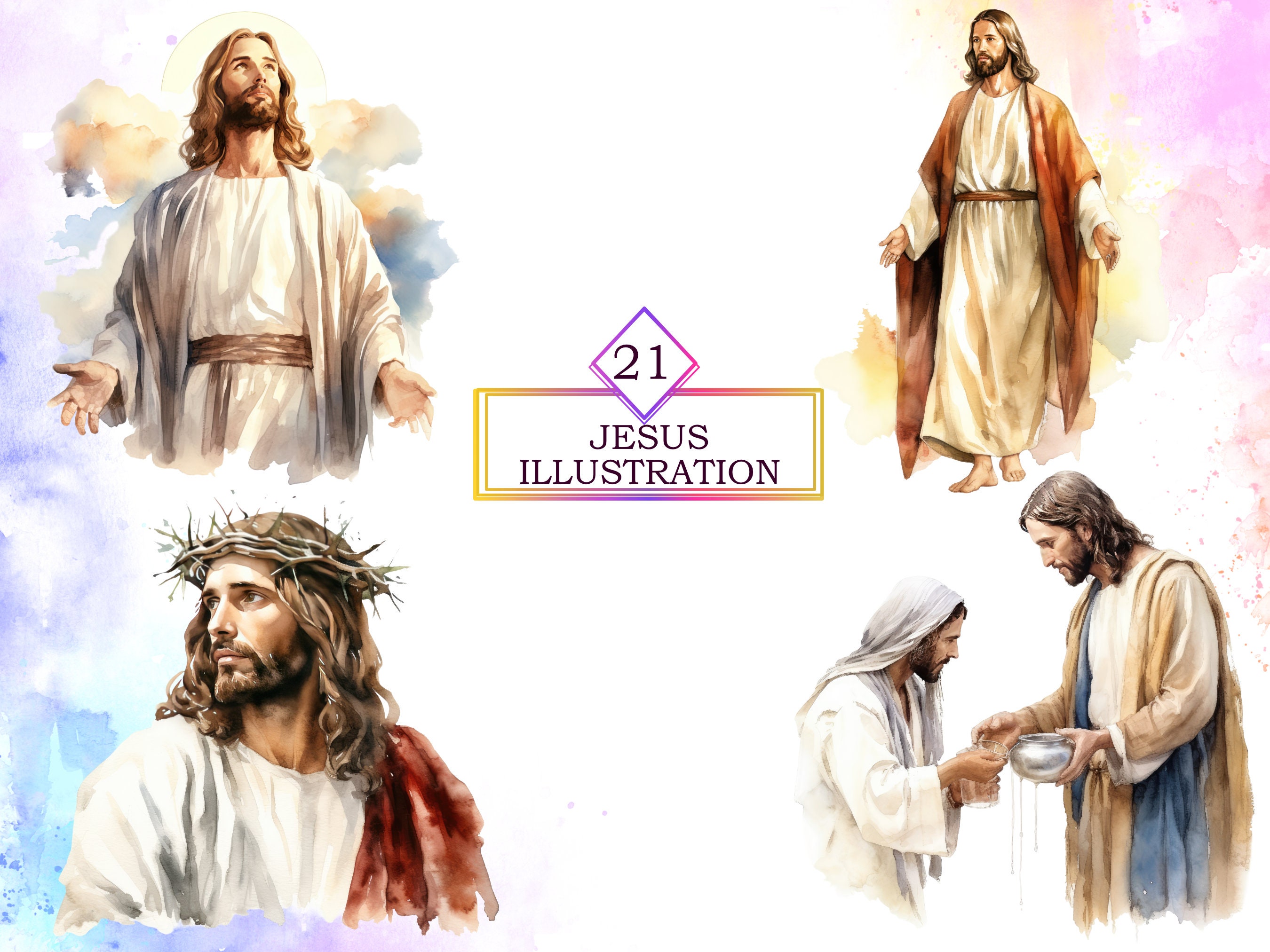 Watercolor Jesus Christ Clipart, Christian Clipart, Catholic Clipart ...