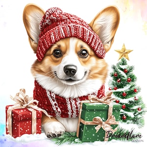 10 Cute Dogs Christmas Clipart Bundle, Dog Christmas PNG, Christmas Animal Clipart, Dog Christmas Ornament, Digital Download, Commercial Use