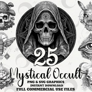 Occult Gothic Bundle Celestial Mystical Goth PNG Wicca SVG Witchcraft Graphics Wiccan Satanic PNG Pagan Digital Files Witch Sublimation