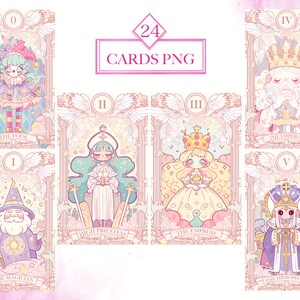 Pastel Kawaii Tarot Cards PNG Bundle, Kawaii PNG, Kawaii Tarot Cards, Mystical Graphics, Wiccan PNG File, Digital Download, Commercial Use image 2