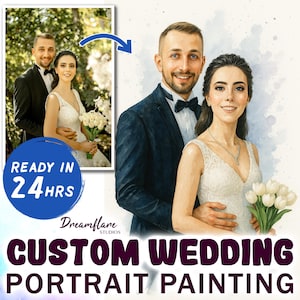Indywidualny portret ślubny, indywidualny portret pary, prezent na portret ślubny, prezent dla żony i męża, prezent na rocznicę, pobieranie cyfrowe