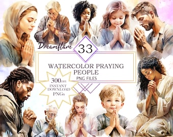 Watercolor Praying People Clipart, Christian Clipart, Catholic Clipart, Religious Clipart, Praying Clipart, Digital Download, Commercial Use