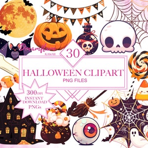 Cute Halloween Clipart Bundle, Halloween PNG, Spooky Cute Halloween, Creepy Cute, Spooky PNG, Ghost PNG, Digital Download, Commercial Use