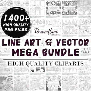 1400+ Line Art PNG Mega Bundle, Floral Line Art Clip Art, Digital Stamp PNG SVG, Silhouette Graphics, Printable Digital File, Commercial Use