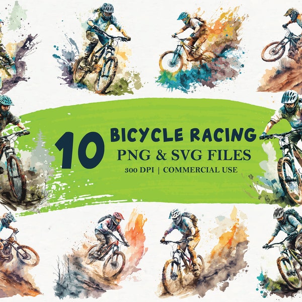 Bicycle Racing PNG, Mountain Biking SVG, Dirt Bike, Downhill Clipart, Digital Sublimation Art, Bicycle Sports, Cyclist SVG