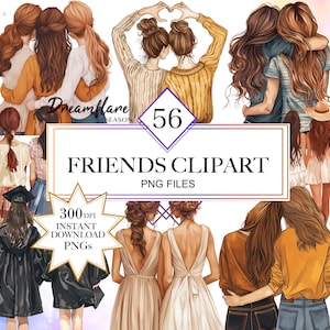 Friendship Day PNG Clipart Bundle, Friends Clipart, Besties Clipart, Group Of Friends, Scrapbooking, Digital Printable File, Commercial Use