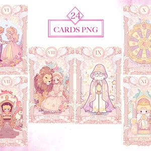 Pastel Kawaii Tarot Cards PNG Bundle, Kawaii PNG, Kawaii Tarot Cards, Mystical Graphics, Wiccan PNG File, Digital Download, Commercial Use image 3