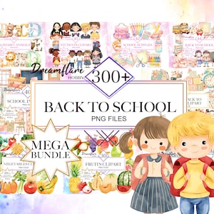 Back To School PNG Clipart Mega Bundle, Back To School Clipart, School Supplies PNG, Teachers Printable, Digital Download, Commercial Use
