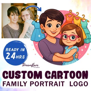Retrato familiar personalizado en formato PNG, retrato personalizado de madre e hija, logotipo infantil, diseño de logotipo personalizado, descarga digital, uso comercial
