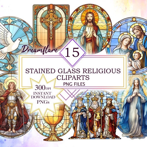 Stained Glass Church Window Clipart, Catholic Clipart, Christian Clipart, Religious Clipart, Nativity Scene, Church Clipart, Commercial Use