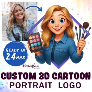 Retrato de caricatura 3D personalizado PNG, retrato de logotipo personalizado, diseño de jefa, diseño de logotipo personalizado, descarga digital, uso comercial