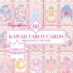 Pastel Kawaii Tarot Cards PNG Bundle, Kawaii PNG, Kawaii Tarot Cards, Mystical Graphics, Wiccan PNG File, Digital Download, Commercial Use