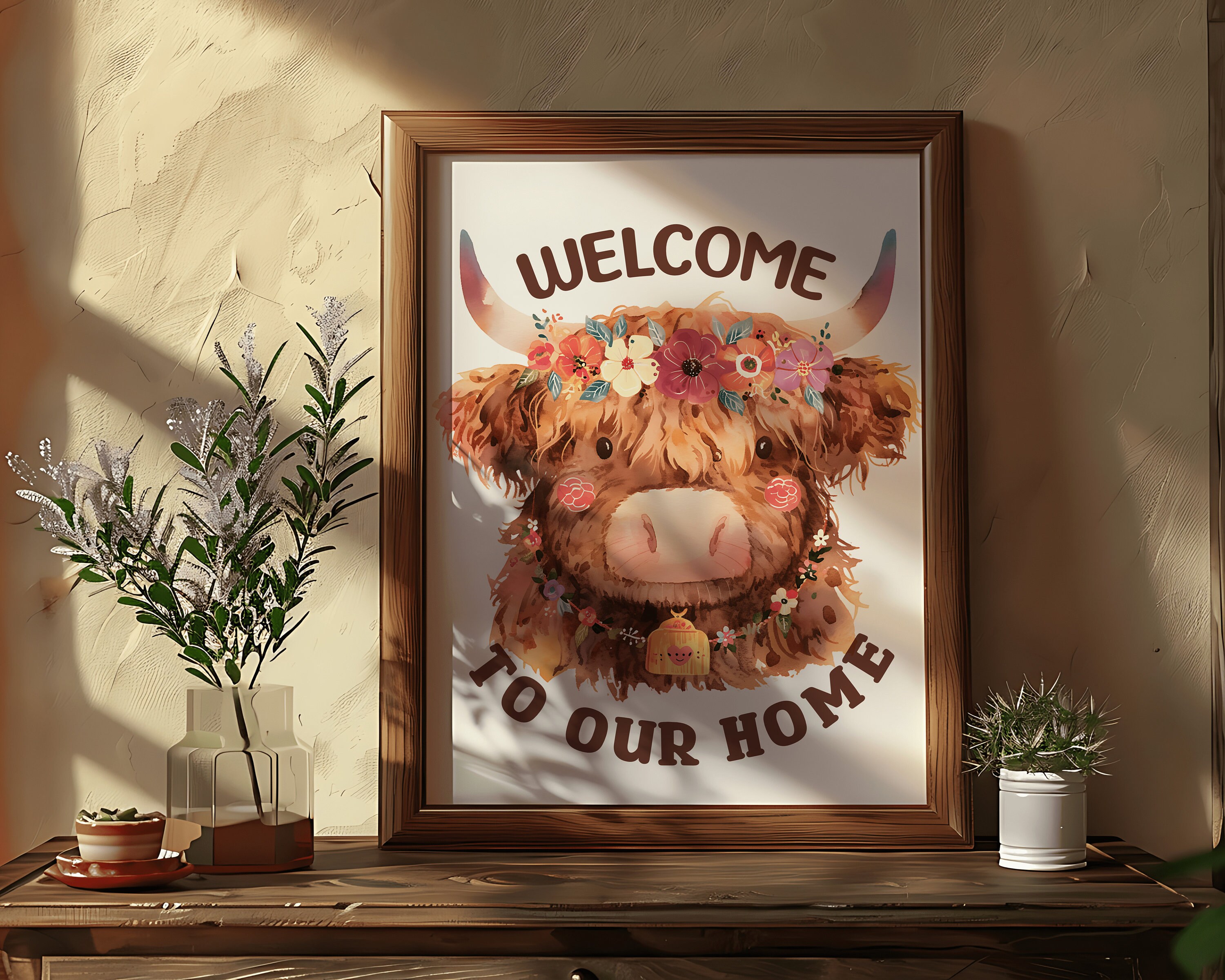 Watercolor Highland Cows Clipart Bundle Boho Floral Cow PNG Highland ...