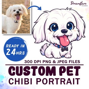 Retrato de mascota chibi personalizado PNG, diseño de retrato de perro chibi de anime, retrato de gato chibi personalizado, diseño de mascota de dibujos animados personalizado, descarga digital