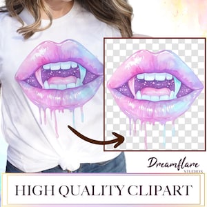 Pastel Goth Vampire Mouth PNG, Pastel Goth Lips Clipart, Pastel Goth Halloween PNG, Sublimation PNG, Digital Download, Commercial Use