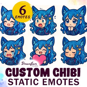 Custom Chibi Static Emotes PNG, Cute Chibi Emotes, Customizable Character Emotes, Personalized Stickers, Custom Emotes, Digital Download