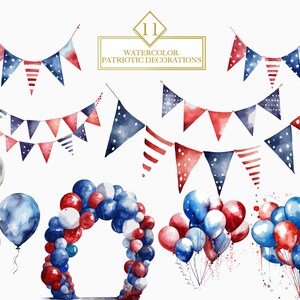 Watercolor Patriotic Clipart Bundle, 4th of July Clipart, PNG SVG ...