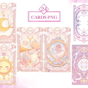 Pastel Kawaii Tarot Cards PNG Bundle, Kawaii PNG, Kawaii Tarot Cards, Mystical Graphics, Wiccan PNG File, Digital Download, Commercial Use image 5