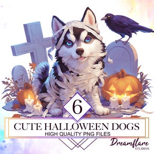 Cute Halloween Dogs PNG Clipart Bundle, Witch Dog PNG, Halloween PNG, Dogs Clipart, Sublimation Design, Digital Download, Commercial Use