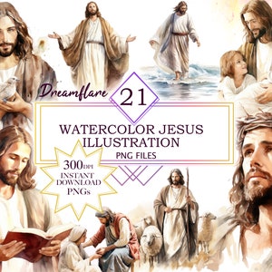 Watercolor Jesus Christ Clipart, Christian Clipart, Catholic Clipart, Religious Clipart, Easter, Baptism, Holy Week Clipart, Commercial Use