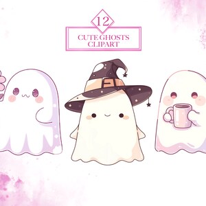 Cute Ghosts PNG Clipart Bundle, Halloween Ghost PNG, Pastel Halloween ...