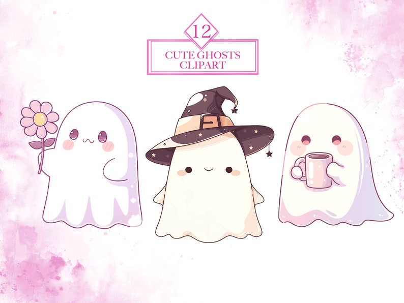 Cute Ghosts PNG Clipart Bundle, Halloween Ghost PNG, Pastel Halloween ...