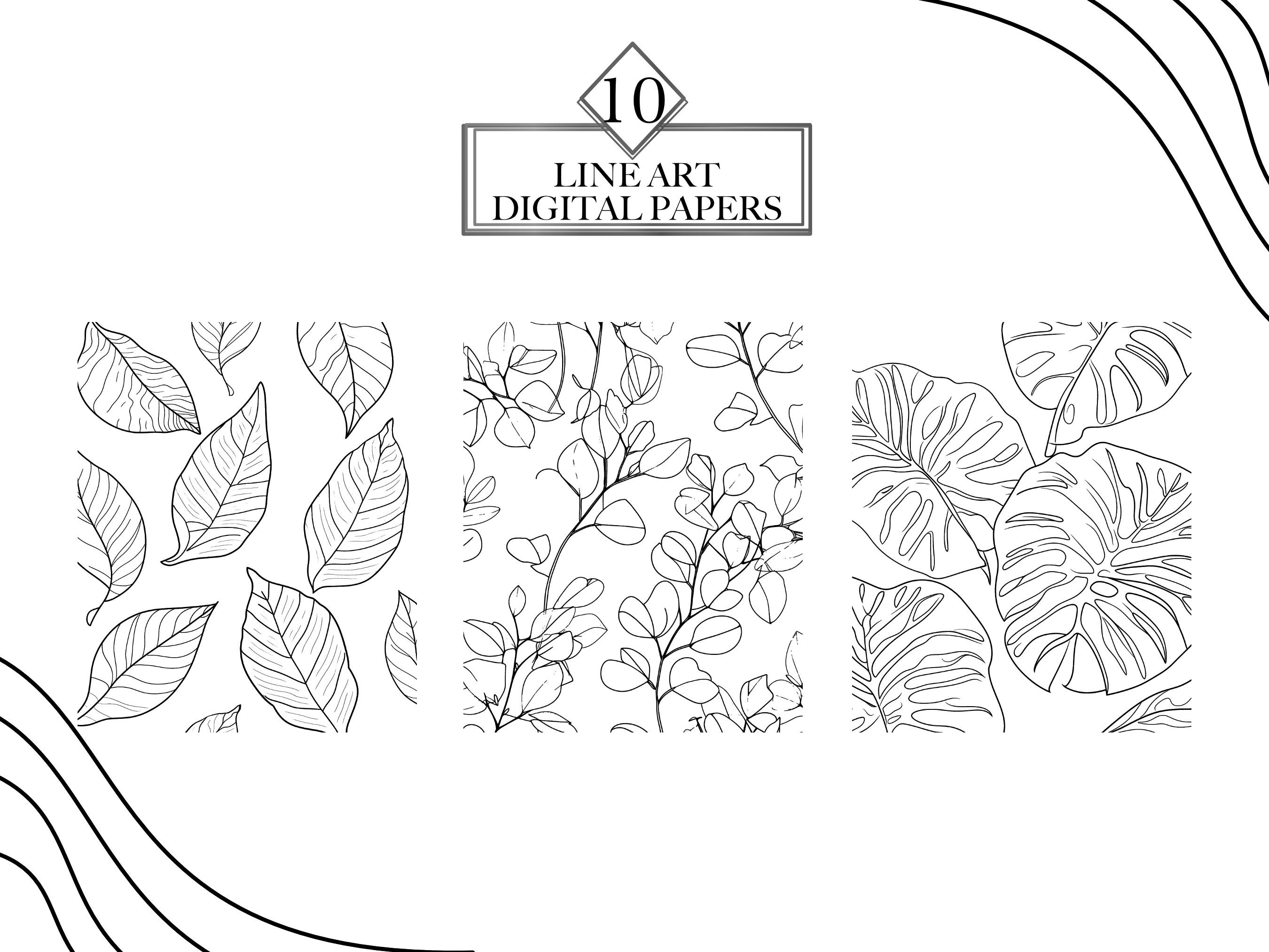 Botanic Line Pattern Botanical Patterns Line Art PNG & SVG Bundle, Floral Pattern Card ...