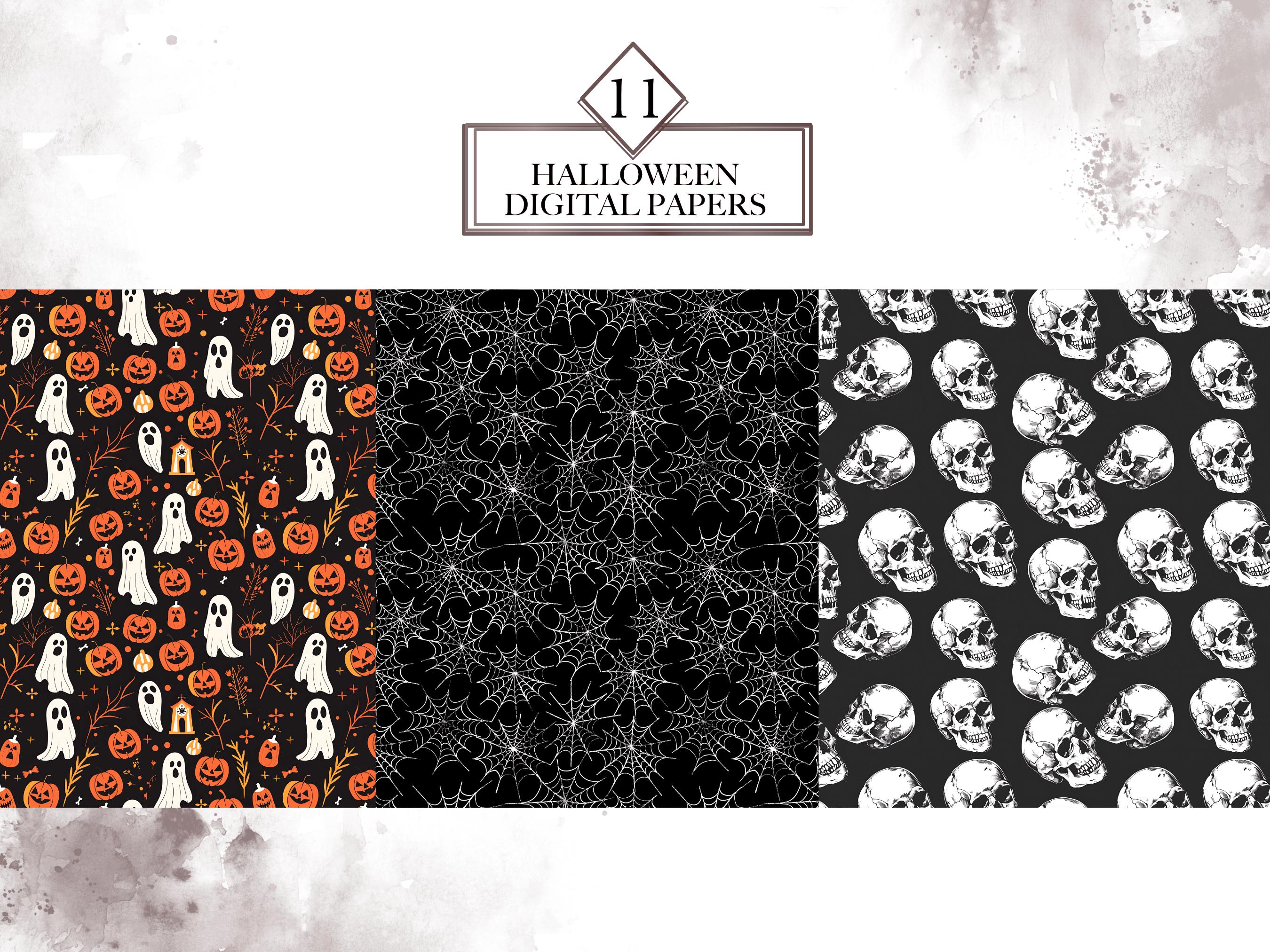 Halloween Digital Papers PNG Bundle, 12x12 Digital Paper, Seamless ...