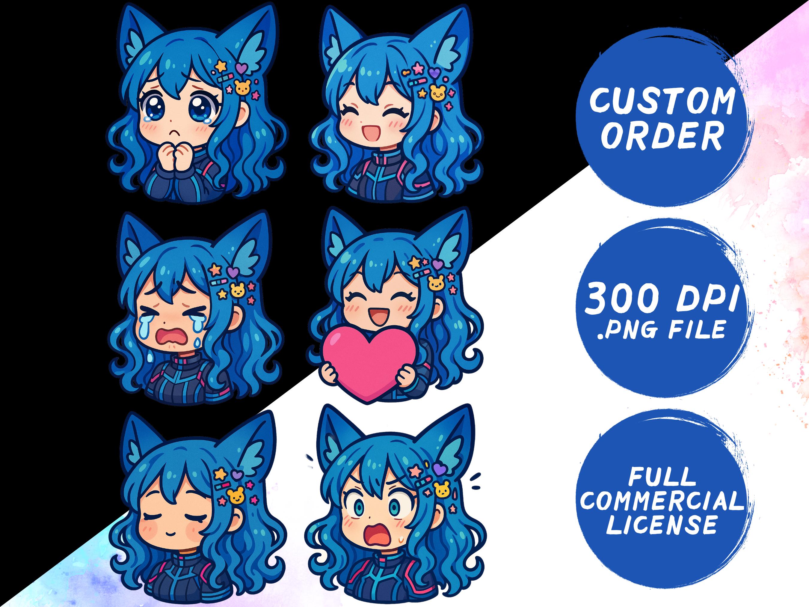Custom Chibi Static Emotes PNG, Cute Couple Chibi Emotes, Custom ...
