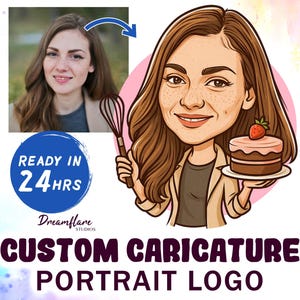 Custom Caricature Portrait Logo, Custom Logo Portrait, Custom Portrait Design, Customized Logo Design, Digital Download, Commercial Use