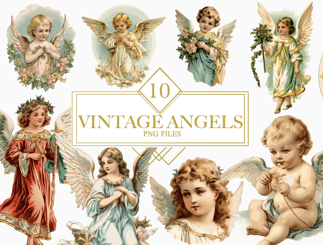 Vintage Angel Clipart Bundle, Vintage Angels SVG, Christmas Angel ...