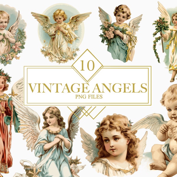 Vintage Angel Clipart Bundle, Vintage Angels SVG, Christmas Angel, Vintage Angels, Junk Journal, Digital Download, Commercial Use