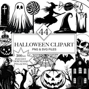 Spooky Halloween PNG And SVG Bundle, Spooky Halloween SVG, Halloween Silhouette, Ghost svg, Card Designs, Digital Download, Commercial Use