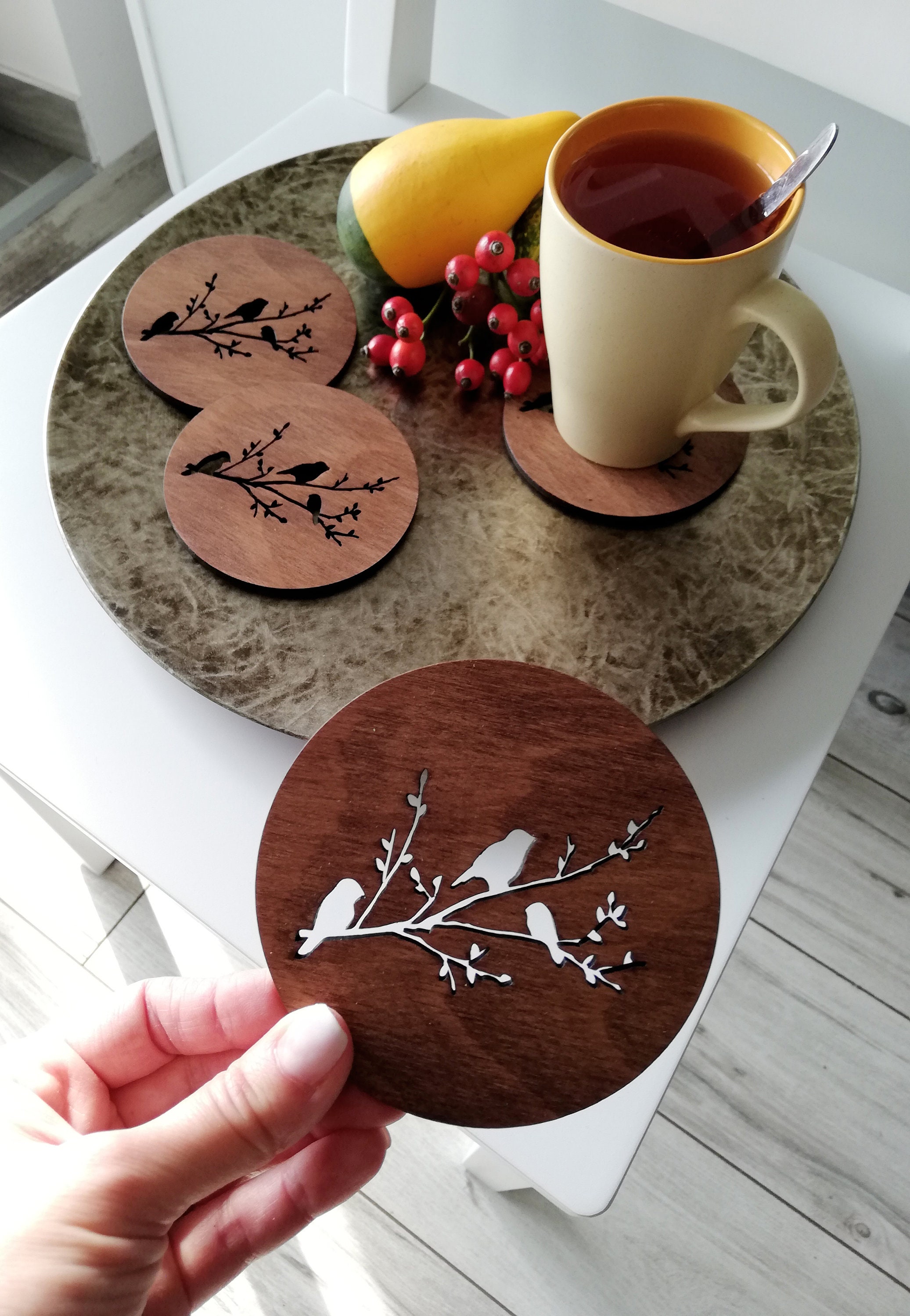 Wooden Saucers 6 Pieces Wooden Saucers Saucers Hölzerne Etsy Ireland