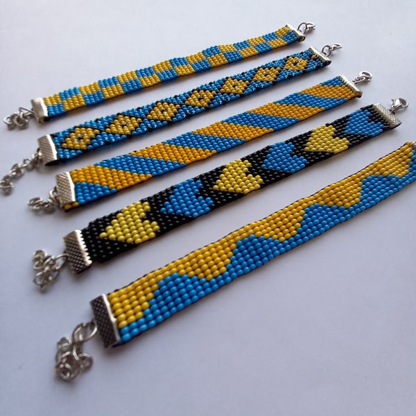 Ukraine Blue Yellow Bracelet, Ukraine gift, Blue Yellow chess bracelet,beaded bracelet, stand with Ukraine, symbol of Ukraine, SLAVA UKRAINI