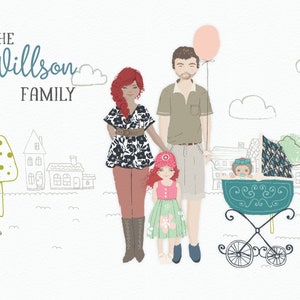 Custom Family Portrait, Family Illustration, Personalized Portrait, Anniversary Gift, Fathers Day, Mothers Day, Family Art Print