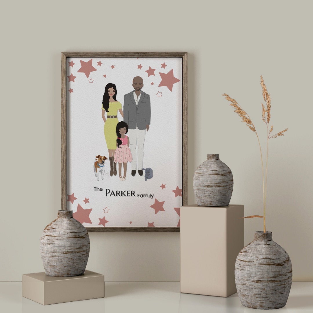 Custom Family Illustration Personalized Family Portrait With - Etsy
