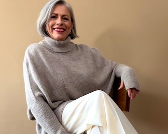 Knitting Pattern for Turtleneck Poncho with Wrist Warmers