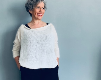 Oversized Sweater Knitting Pattern – Easy Pullover PDF, Beginner-Friendly DIY Knit Sweater, Loose Fit Mohair Sweater, Seamless Pattern