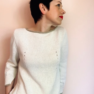 Knitting Pattern for Summer Sweater with Waist Shaping and Boat Neckline