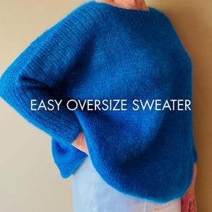Modèle de tricot pour un pull oversize pour débutants | Pull col rond en mohair | Modèle PDF ultra facile | Tailles 40 à 46 | Allemand/Anglais