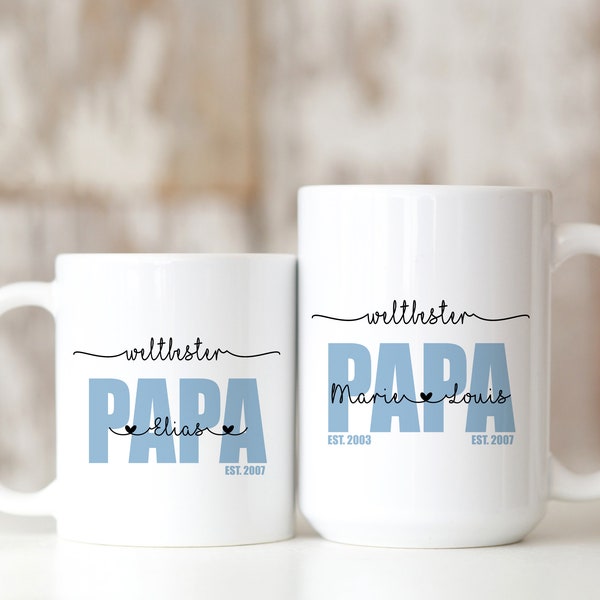 personalized mug | world's best PAPA with children's names | Ceramics | regular or JUMBO