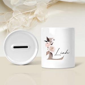 personalisierte Spardose - Wunschname | Keramik I Boho Anfangsbuchstabe
