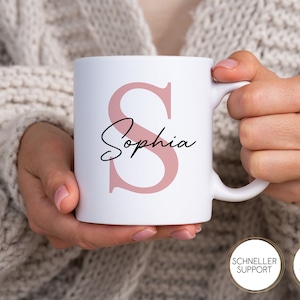 personalisierte Tasse - Anfangsbuchstabe | Wunschname | rosa | blau